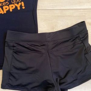 New MED Black Hooters Girl tank and pre-owned SMALL shorts uniform